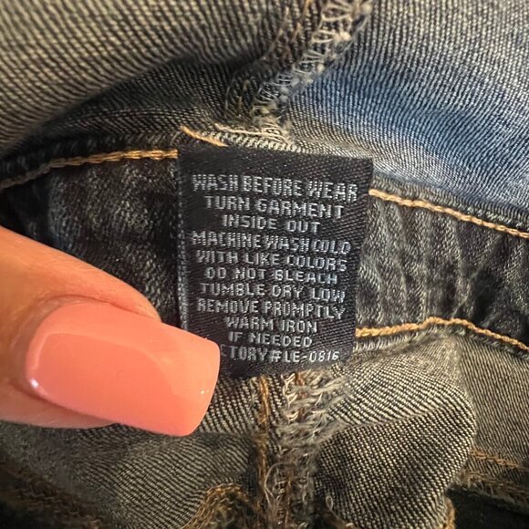 Women's Dark Blue Denim Spice Bib Overalls, Distressed, Size 9 - Picture 10 of 13